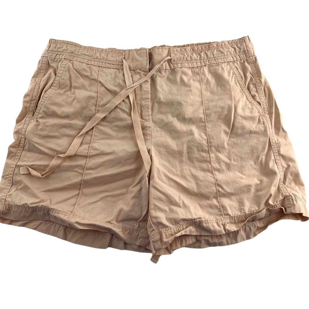 Lou & Grey Women's Shorts size 4 Khaki Tan Elastic Waist 5 inch inseam